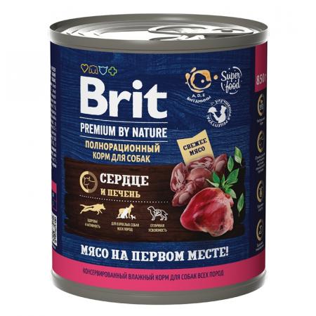 Влажный корм на zoomaugli.ru Brit Premium By Nature Сердце и печень консервы для собак всех пород 850 г