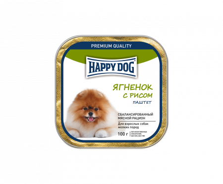 Влажный корм на zoomaugli.ru Happy Dog Ягненок с рисом паштет для собак мелких пород 100 г