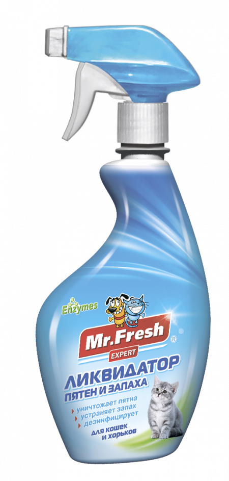 Необходимое для чистоты на zoomaugli.ru Mr.Fresh Expert Ликвидатор пятен и запаха для кошек и хорьков 500 мл