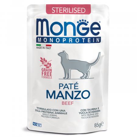 Влажный корм на zoomaugli.ru Monge Monoprotein Sterilised Pate Manzo Говядина для кошек 85 г