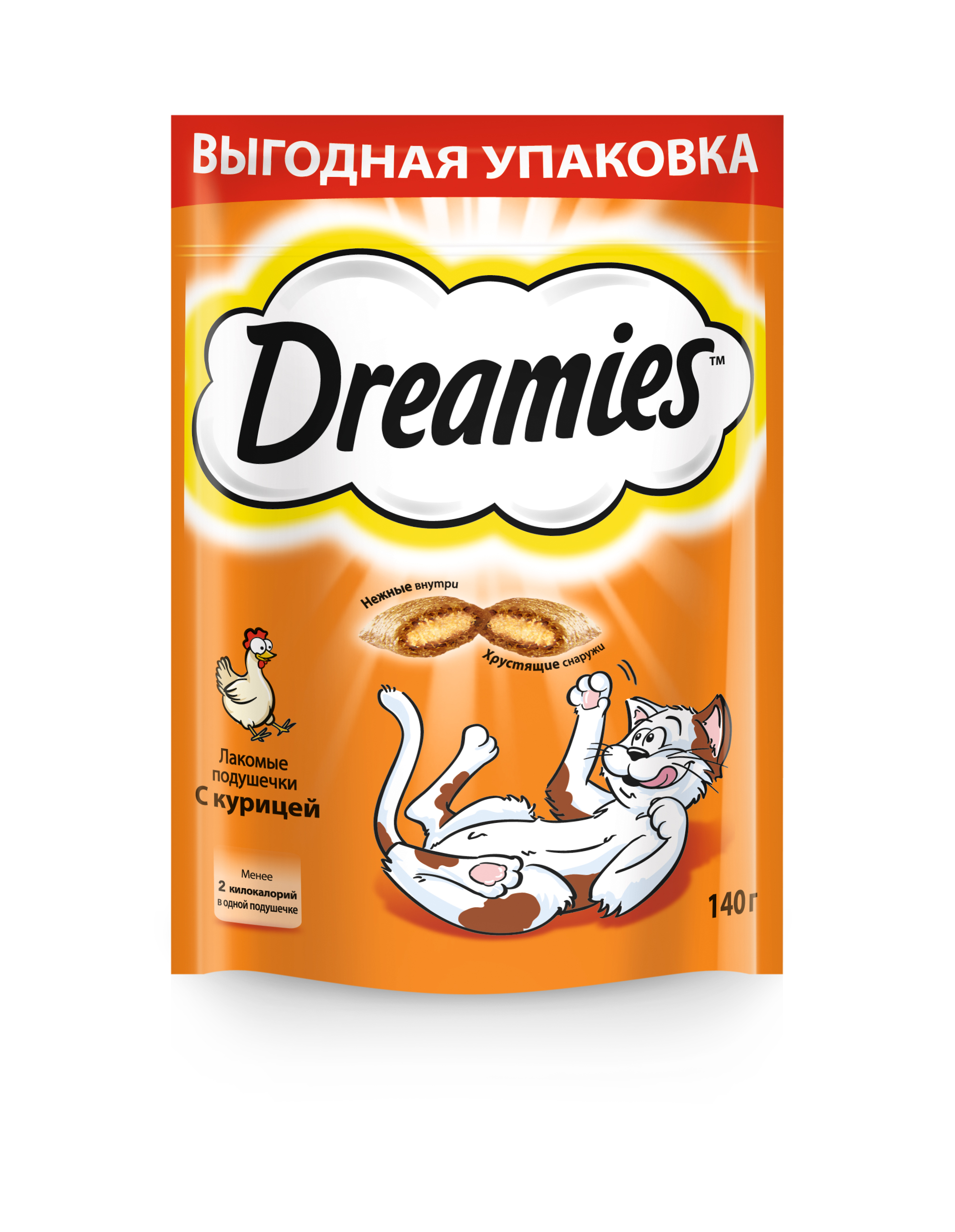 Лакомства на zoomaugli.ru Dreamies лакомые подушечки с курицей для кошек 140 г