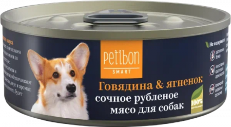 Влажный корм на zoomaugli.ru Petibon Smart Говядина и ягнёнок для собак 100 г