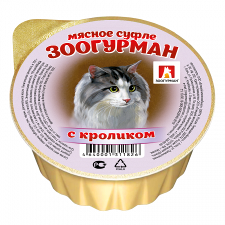 Влажный корм на zoomaugli.ru Зоогурман Мясное суфле с кроликом для кошек 100 г