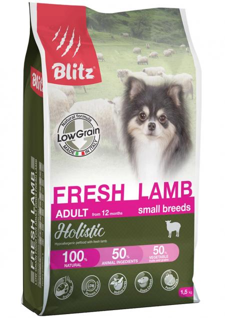 Сухой корм на zoomaugli.ru Blitz Holistic Low Grain Adult Small Breeds Fresh Lamb для собак мелких пород со свежим ягнёнком 1,5 кг