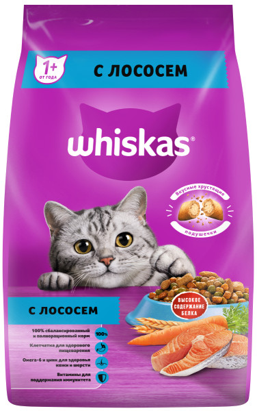 Сухой корм на zoomaugli.ru Whiskas с лососем для кошек 1,9 кг