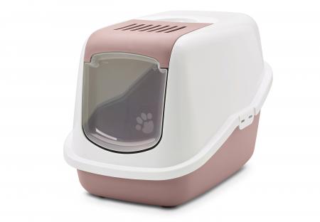 Туалеты на zoomaugli.ru Savic NESTOR Туалет для кошек закрытый, белый / пыльно-розовый