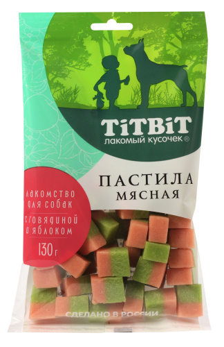 Лакомства на zoomaugli.ru TiTBiT Пастила мясная с говядиной и яблоком для собак 130 г