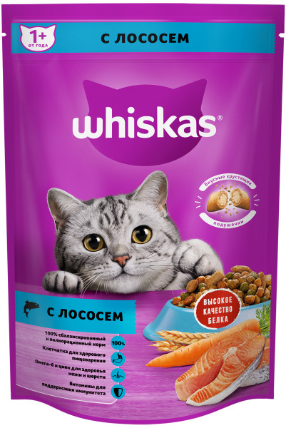 Сухой корм на zoomaugli.ru Whiskas с лососем для кошек 350 г