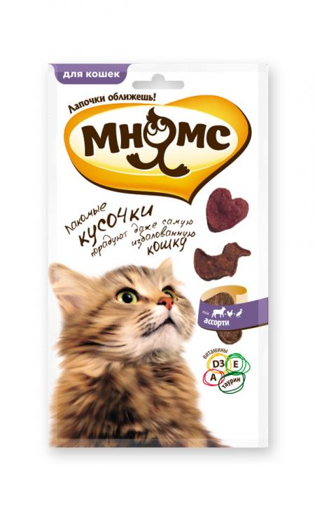 Лакомства на zoomaugli.ru Мнямс Лакомые кусочки мясное ассорти для кошек 35 г