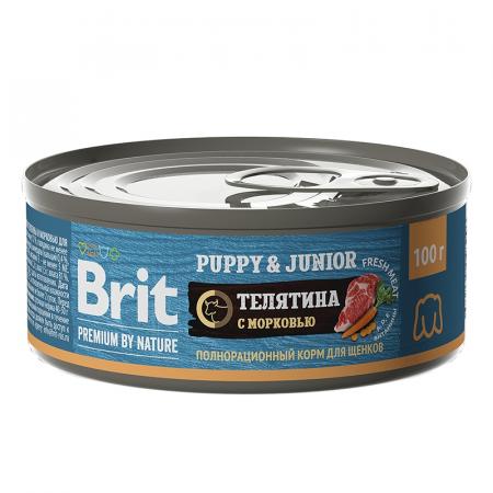 Влажный корм на zoomaugli.ru Brit Premium by Nature Puppy & Junior Телятина c морковью для щенков всех пород 100 г