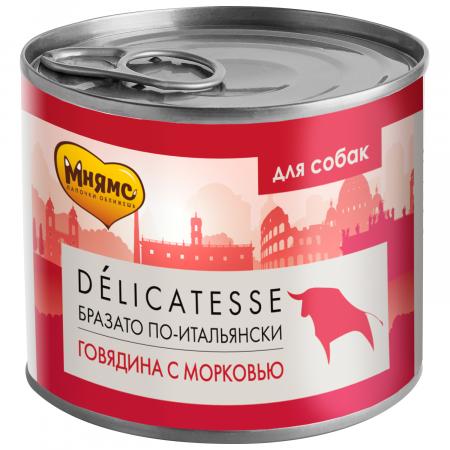 Влажный корм на zoomaugli.ru Мнямс Delicatesse Бразато по-итальянски из говядины с морковью для собак 200 г