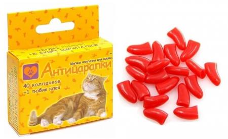 Коррекция поведеня на zoomaugli.ru Антицарапки Колпачки на когти для кошек 40 шт, красные