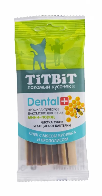 Лакомства на zoomaugli.ru TiTBiT Dental+ Снек с мясом кролика и прополисом для собак мини-пород