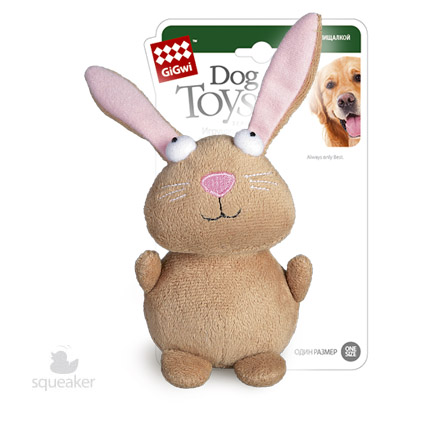 Мягкие игрушки на zoomaugli.ru GiGwi Мягкая игрушка Кролик с пищалкой 16 см