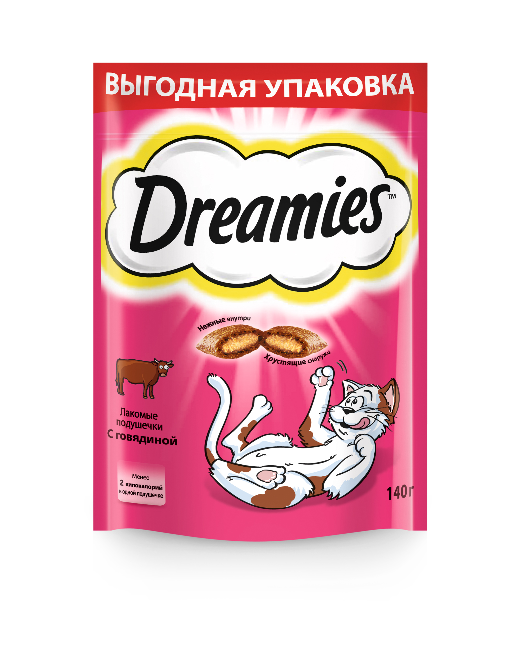 Лакомства на zoomaugli.ru Dreamies лакомые подушечки с говядиной для кошек 140 г