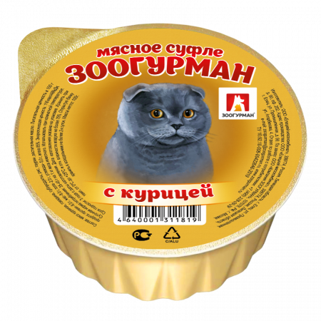 Влажный корм на zoomaugli.ru Зоогурман Мясное суфле с курицей для кошек 100 г