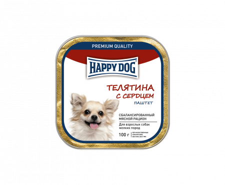 Влажный корм на zoomaugli.ru Happy Dog Телятина с Сердцем паштет для собак мелких пород 100 г