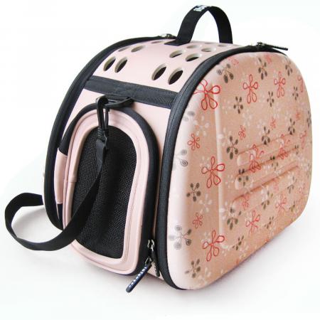 Сумки на zoomaugli.ru Ibiyaya складная сумка-переноска бледно-розовая в цветочек