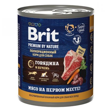 Влажный корм на zoomaugli.ru Brit Premium By Nature Говядина и печень консервы для собак всех пород 850 г