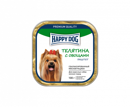 Влажный корм на zoomaugli.ru Happy Dog Телятина с Овощами паштет для собак мелких пород 100 г