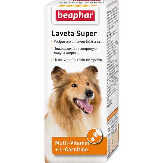 Витамины на zoomaugli.ru Beaphar Laveta Super Multi-Vitamin + L-Carnitine Кормовая добавка для собак 50 мл