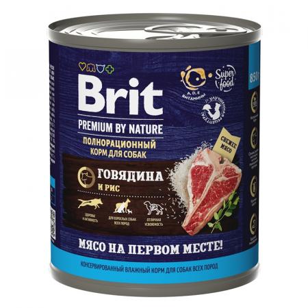 Влажный корм на zoomaugli.ru Brit Premium By Nature Говядина и рис консервы для собак всех пород 850 г