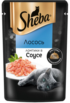 Купить Sheba Лосось Ломтики в соусе для кошек 75 г