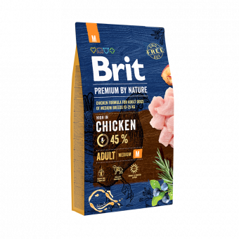 Купить Brit Premium By Nature Adult M для собак средних пород с курицей 15 кг