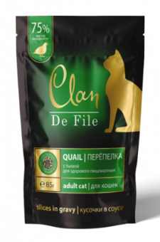 Купить CLAN De File Перепёлка с тыквой кусочки в соусе для кошек 85 г