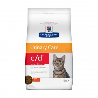 Купить Hill's Prescription Diet c/d Urinary Stress Chicken при профилактике мочекаменной болезни для кошек с курицей 1,5 кг