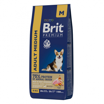Купить Brit Premium Adult Medium для собак средних пород с курицей 15 кг