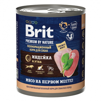 Купить Brit Premium By Nature Индейка и утка консервы для собак всех пород 850 г