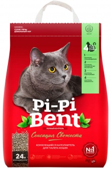Купить Pi-Pi Bent Сенсация Свежести Комкующийся наполнитель для туалета кошек 24 л