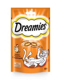 Купить Dreamies лакомые подушечки с курицей для кошек 60 г