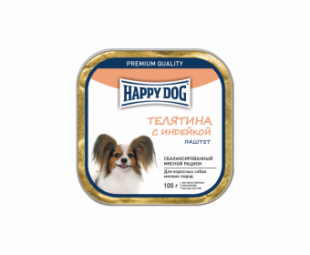 Купить Happy Dog Телятина с Индейкой паштет для собак мелких пород 100 г