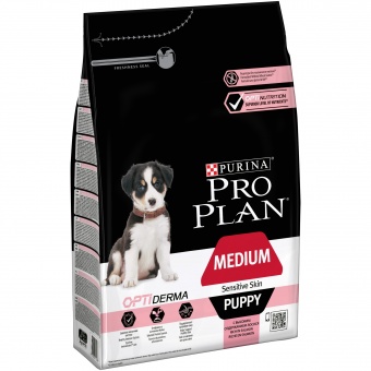 Купить Pro Plan Medium Puppy Sensitive Skin для щенков средних пород с лососем 3 кг