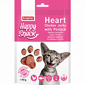Beaphar Happy Snack Heart Chicken Jerky with Pollock Hежные сердечки из курицы и трески для кошек 40 г
