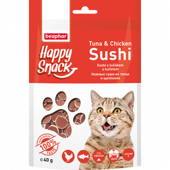 Купить Beaphar Happy Snack Tuna & Chicken Sushi Hежные суши из тунца и цыпленка для кошек 40 г