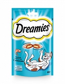 Dreamies лакомые подушечки с лососем для кошек 60 г