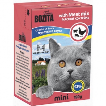 Купить Bozita Mini кусочки в соусе Мясной микс для кошек 190 г