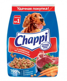 Сухой корм на zoomaugli.ru Chappi Сытный мясной обед С говядиной по-домашнему 600 г