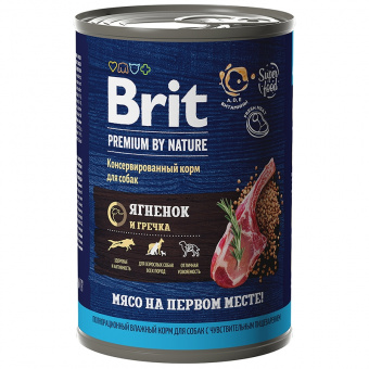 Купить Brit Premium by Nature Ягнёнок и гречка для собак всех пород с чувствительным пищеварением 400 г