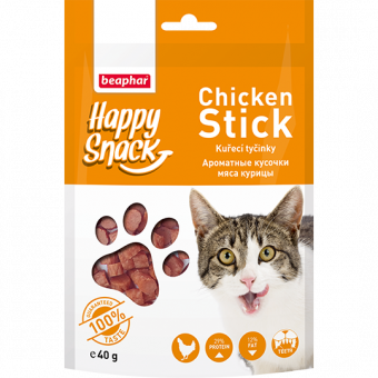 Купить Beaphar Happy Snack Chicken Stick Ароматные кусочки мяса курицы для кошек 40 г