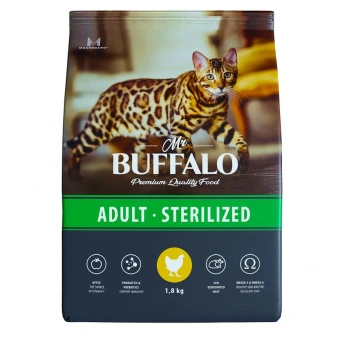Купить Mr.Buffalo Adult Sterilized для кошек с курицей 1,8 кг