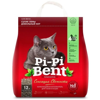 Купить Pi-Pi Bent Сенсация Свежести Комкующийся наполнитель для туалета кошек 12 л
