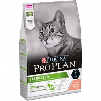 Купить Pro Plan Optirenal Sterilised Salmon для стерилизованных кошек с лососем 3 кг