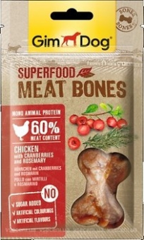 Купить GimDog Superfood Meat Bones Сhicken with cranberries and rosemary мясные косточки из курицы с клюквой и розмарином для собак 70 г