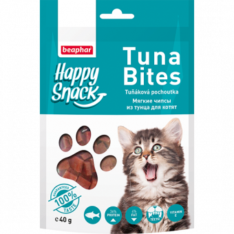 Купить Beaphar Happy Snack Tuna Bites Mягкие чипсы из тунца для котят 40 г