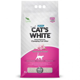 Купить Cat's White Baby Powder Scented комкующийся наполнитель с ароматом детской присыпки для туалета кошек 5 л