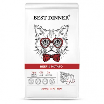 Купить Best Dinner Adult & Kitten Beef & Potato для котят и кошек с говядиной и картофелем 400 г